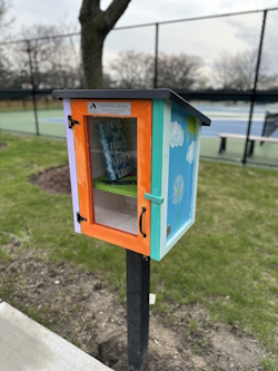 the little free library at Williamsburg Square Park