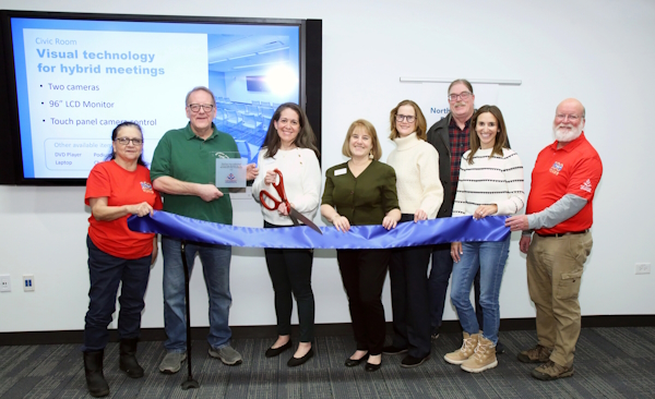 Members of the Northbrook Civic Foundation and the Northbrook Public Library Board at the ribbon cutting ceremony